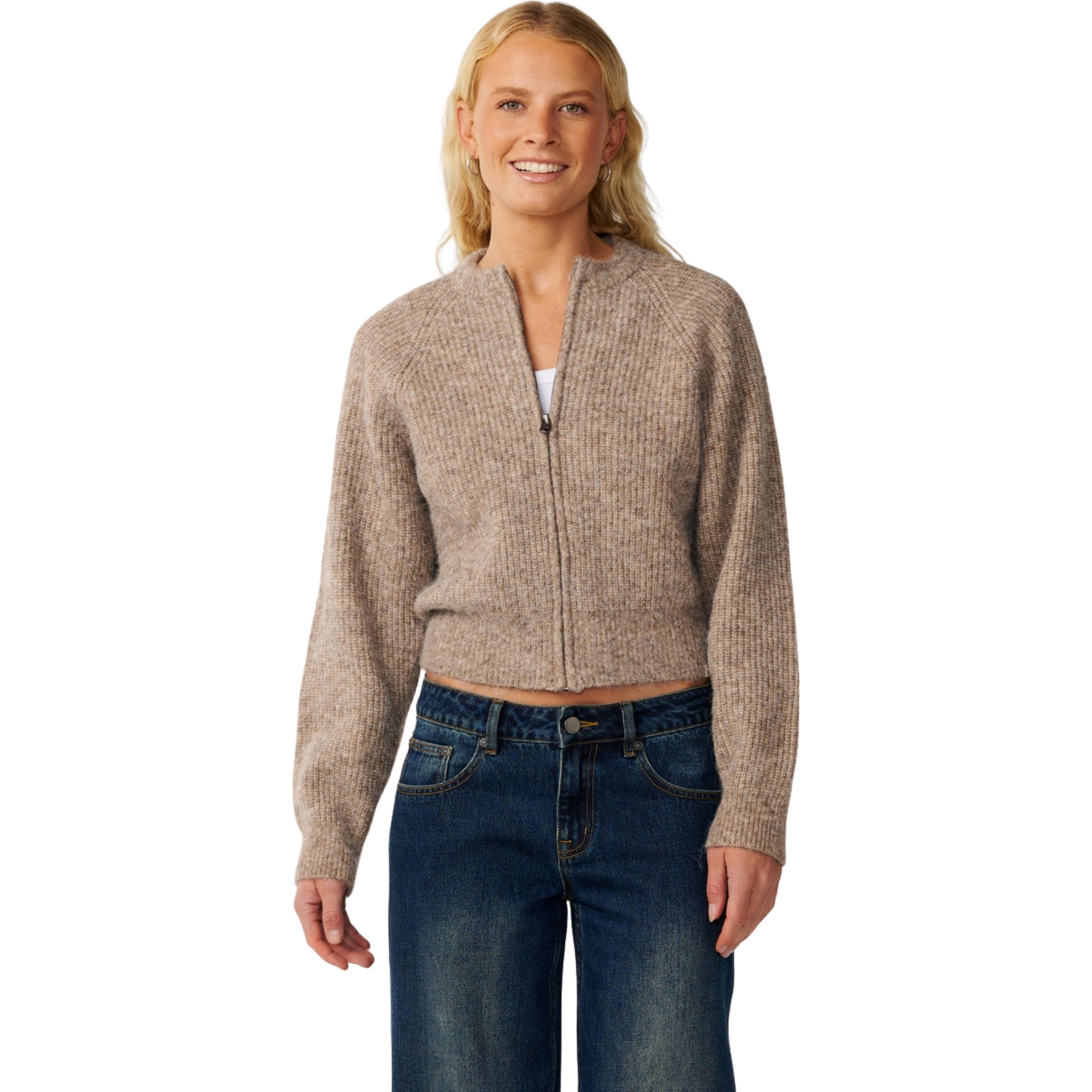 2026 Rip Curl Womens Venture Zip Thru Cardigan 048WKN - Mocha